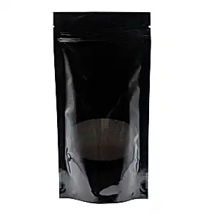 Пакет 50 г "Черный глянцевый" ZIP Lock 105*190 мм с овальным окном