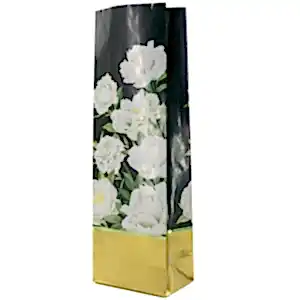 Пакет двухслойный, 80*50*240, "Пионы" золотой с печатью, 250 г